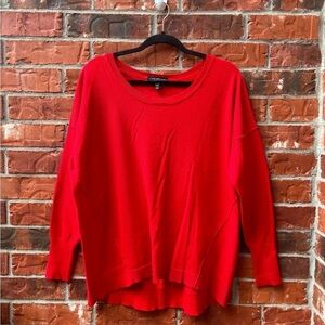 Lane Bryant Womens 18/20 Red Seam Hi Lo Sweater Career Drop Shoulder